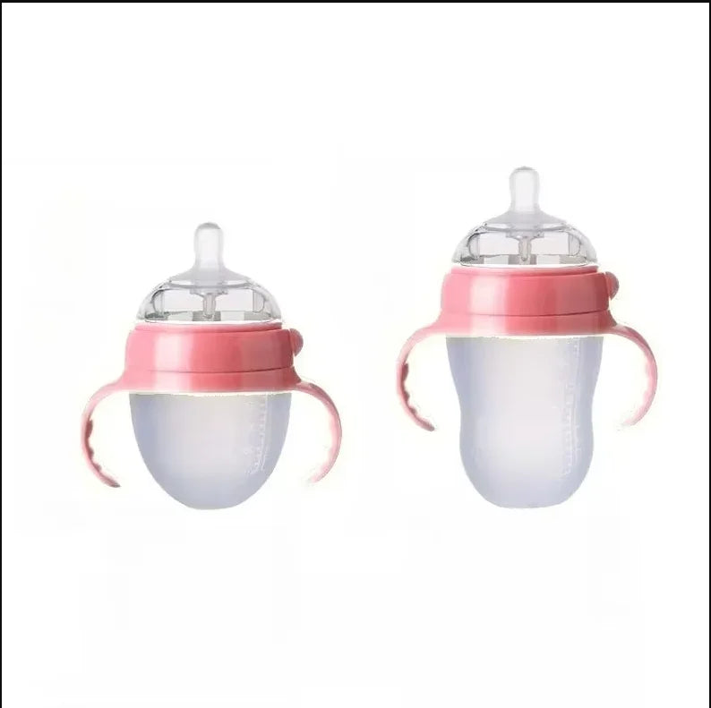 Mamadeira de Silicone com Alça para Bebê – Ideal para Desmame, com Bico Anti-Asfixia e Design Ergonômico