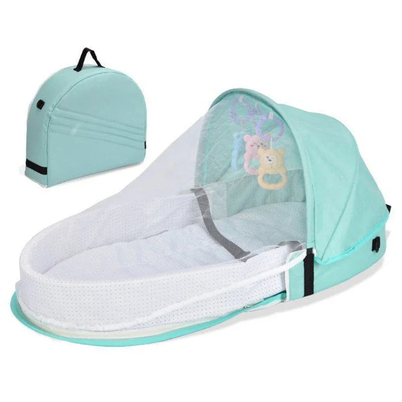Berço Dobrável para Bebê | Cama Portátil com Mosquiteiro, Colchão e Bolsa para Transporte