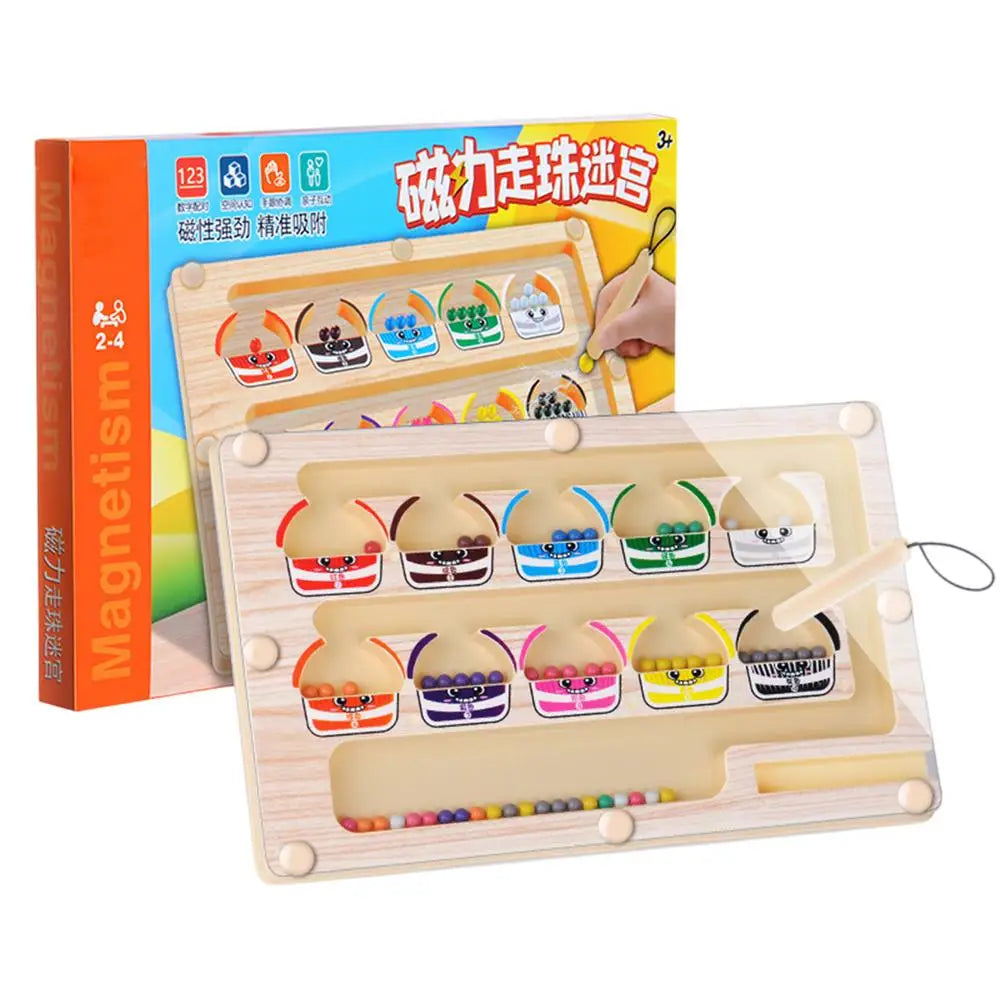 Brinquedo Montessori de Labirinto Magnético para Classificação de Cores e Números. Quebra-Cabeça de Madeira para Atividades, Brinquedos de Motricidade Fina para Crianças, Meninos e Meninas.