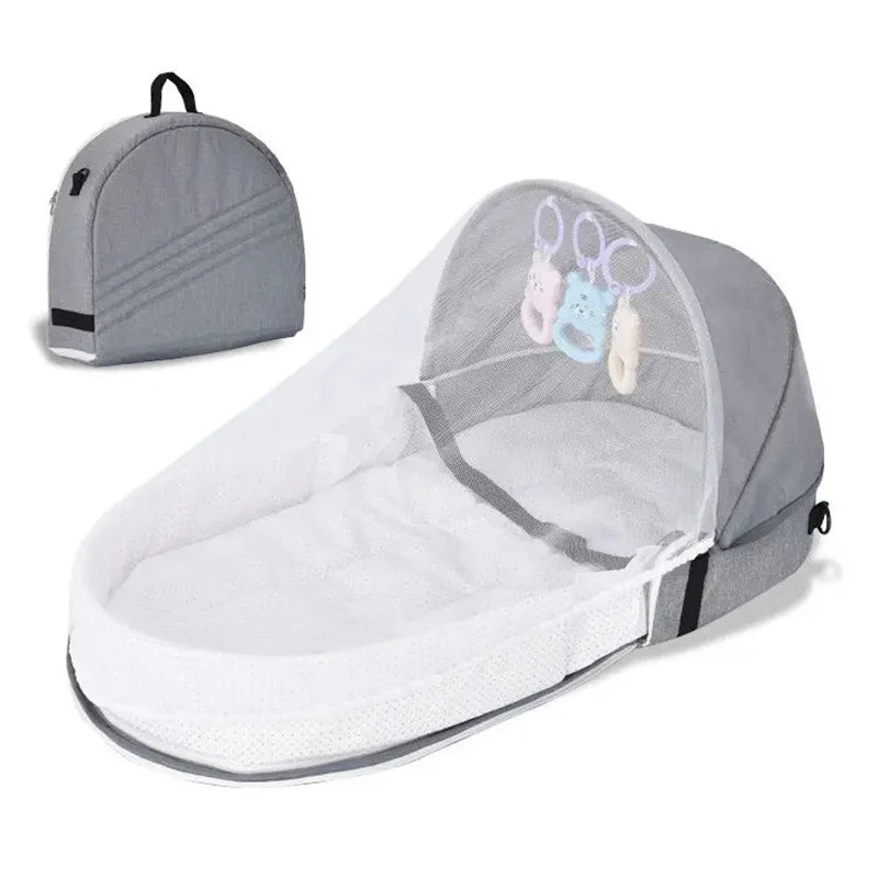 Berço Dobrável para Bebê | Cama Portátil com Mosquiteiro, Colchão e Bolsa para Transporte