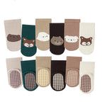 6 Pares de Meias de Bebê com Animais de Desenho Animado. Meias Antiderrapantes para Trampolim. Adequadas para Bebês quando estão aprendendo a andar.