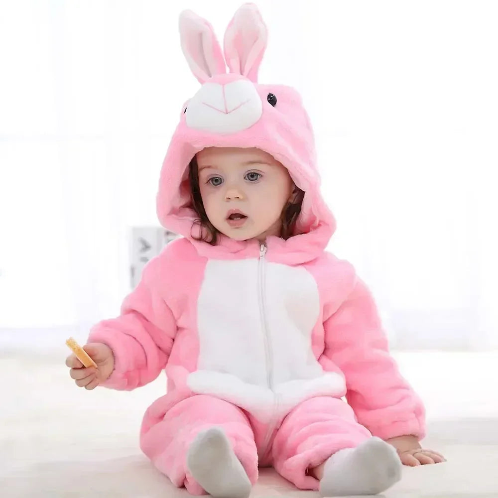 Macacão de Bebê (Inverno ) em Flanela para Menina e Menino. Macacão Infantil com Animais: Panda, Tigre, Leão, Unicórnio, Roupas de Bebê.