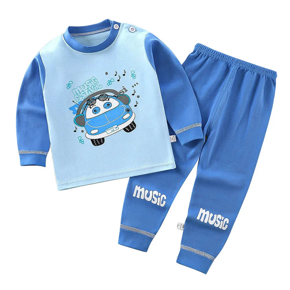 Pijama Infantil Cartoon de Algodão – Conjunto Quentinho e Confortável para Meninos e Meninas