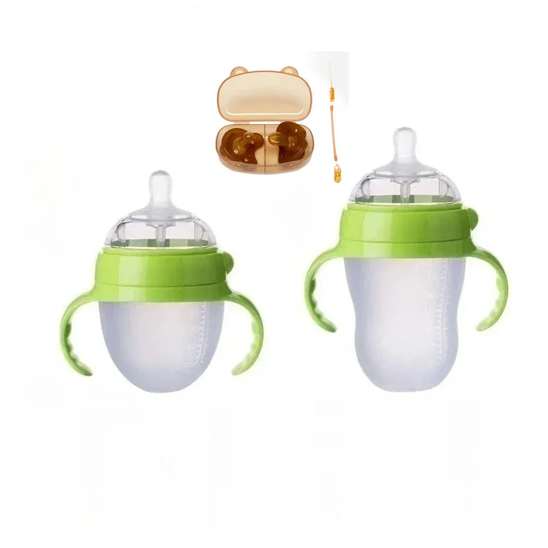 Mamadeira de Silicone com Alça para Bebê – Ideal para Desmame, com Bico Anti-Asfixia e Design Ergonômico
