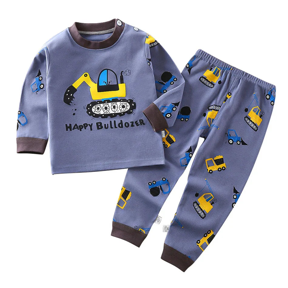 Pijama Infantil Cartoon de Algodão – Conjunto Quentinho e Confortável para Meninos e Meninas