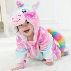 Macacão de Bebê (Inverno ) em Flanela para Menina e Menino. Macacão Infantil com Animais: Panda, Tigre, Leão, Unicórnio, Roupas de Bebê.