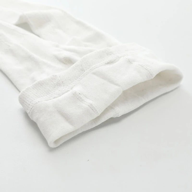 Meia-calça de verão para bebê com laço, malha fina, para meninas pequenas, cor sólida, meias de algodão macio para crianças.