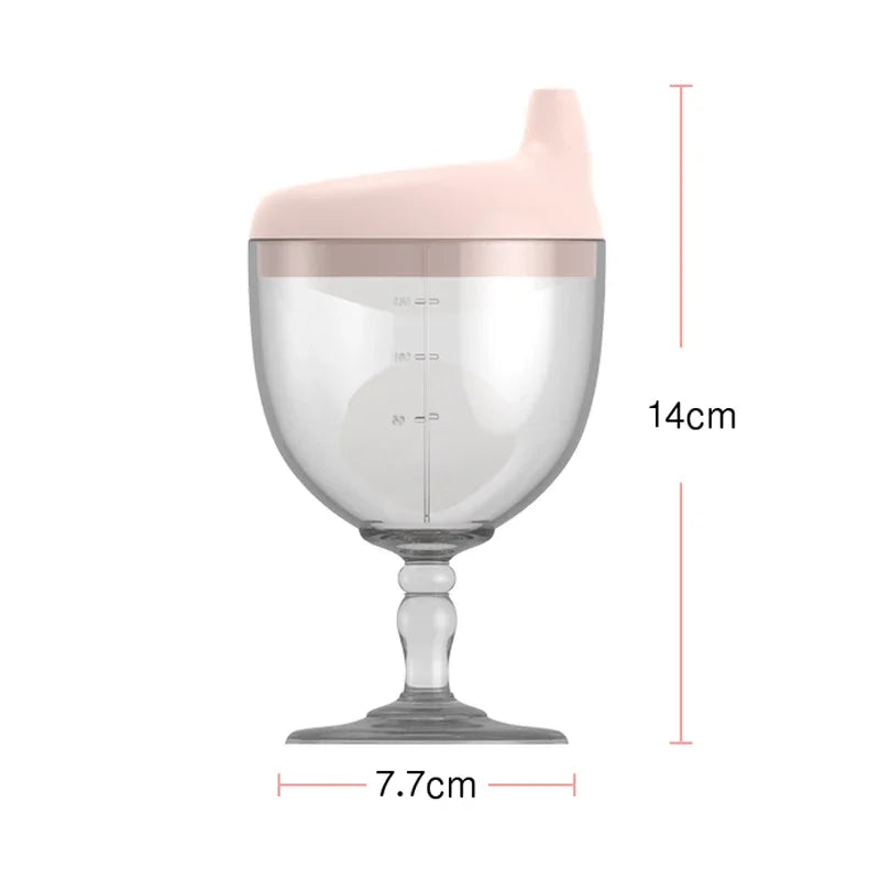 Copo Infantil Divertido em Forma de Taça de Vinho com Tampa 150ml. Garrafinha de Aprendizado para Bebês. Copo de Amamentação para Crianças.