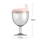 Copo Infantil Divertido em Forma de Taça de Vinho com Tampa 150ml. Garrafinha de Aprendizado para Bebês. Copo de Amamentação para Crianças.