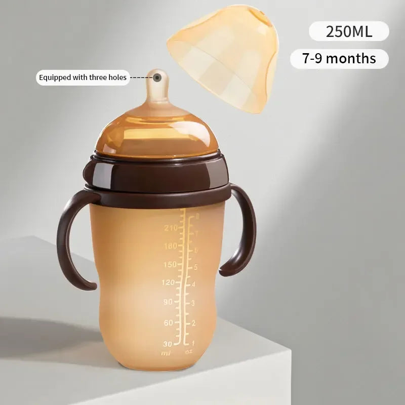 Mamadeira de Silicone com Alça para Bebê – Ideal para Desmame, com Bico Anti-Asfixia e Design Ergonômico