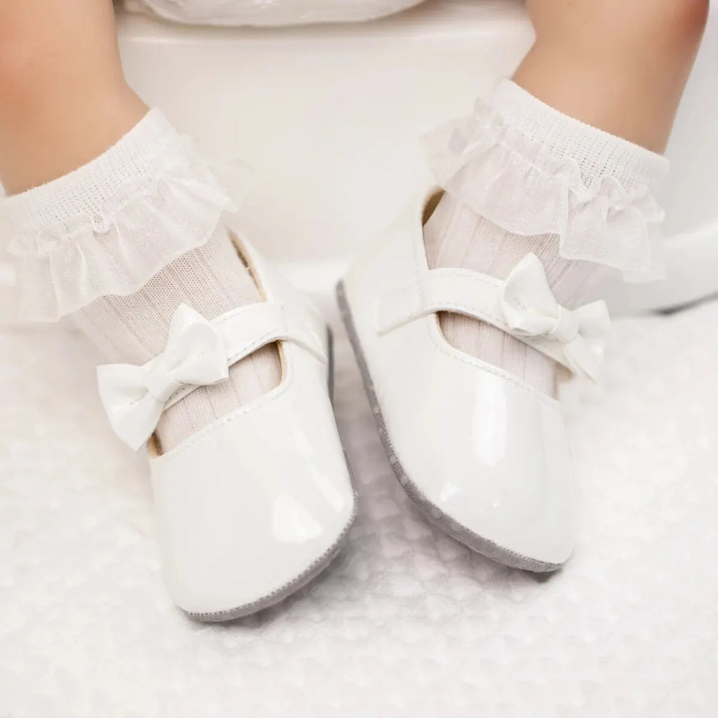 Sapatos Meckior para Bebês Meninas Laço Princesa Sapatos de Festa PU Antiderrapante Sola Macia Primeiros Passos Recém-nascido Sapatos de Berço