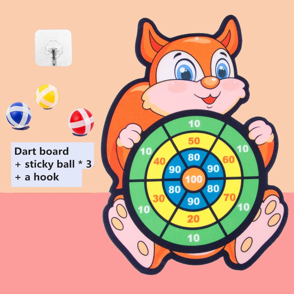 Jogo de Dardos de Animais de Desenho Animado Bola Adesiva. Brinquedo Educativo para Bebês.