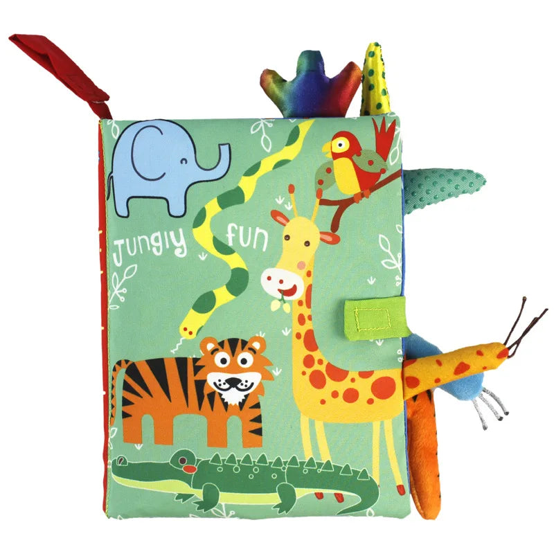 Brinquedo Educativo para Bebês 0-36M. Livro de Tecido com Cauda, Livro de Pano com Quebra-Cabeça. Chocalho Sonoro Interativo para Pais e Filhos.