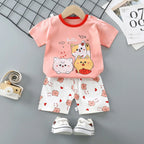 Conjunto  para Bebê Menina Camiseta de Manga Curta e Shorts. Roupas Infantis Idades 0-4 Anos.