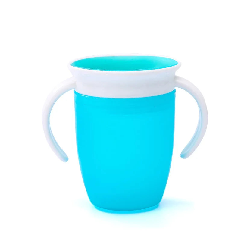 Copo de Aprendizado para Bebês Giratório 360 Graus com Dupla Alça. Tampa Flip e Silicone à Prova de Vazamentos.