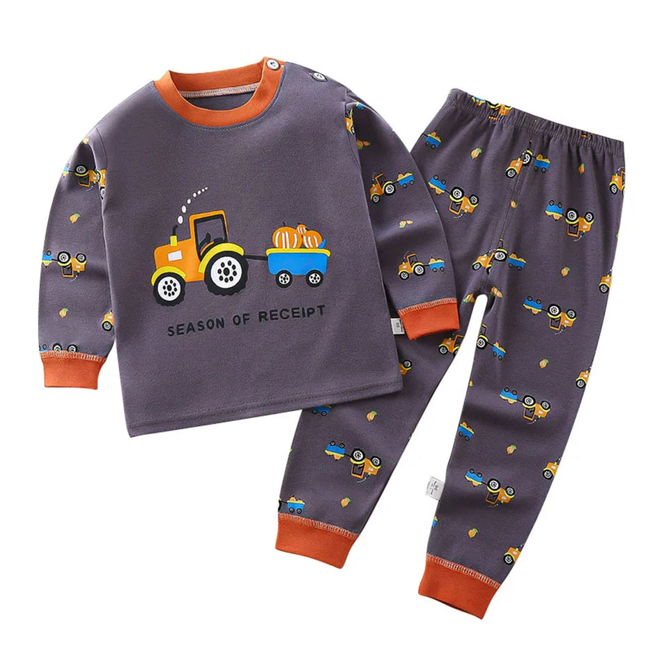 Pijama Infantil Cartoon de Algodão – Conjunto Quentinho e Confortável para Meninos e Meninas
