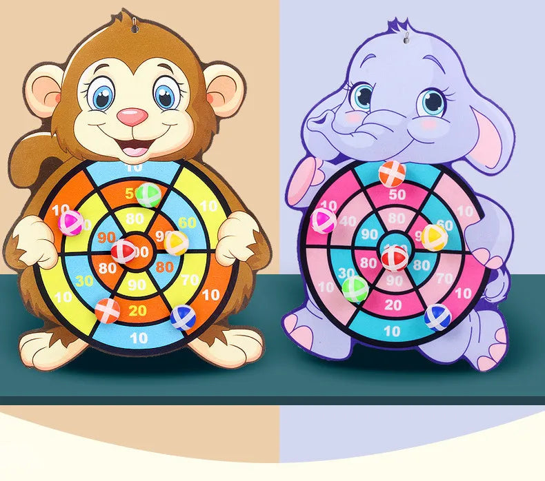 Jogo de Dardos de Animais de Desenho Animado Bola Adesiva. Brinquedo Educativo para Bebês.