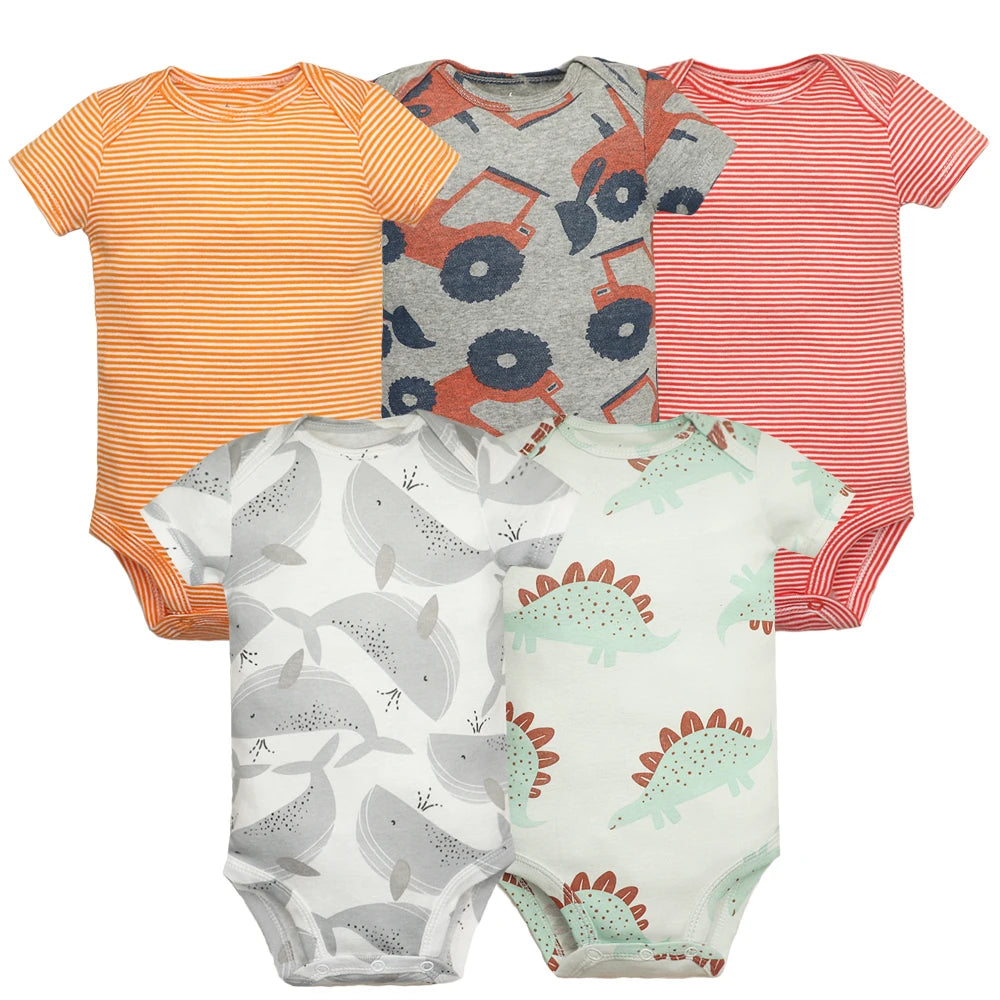 Kit com 5 Bodies Infantis – Roupinhas em 100% Algodão para Bebês, Macias e Confortáveis