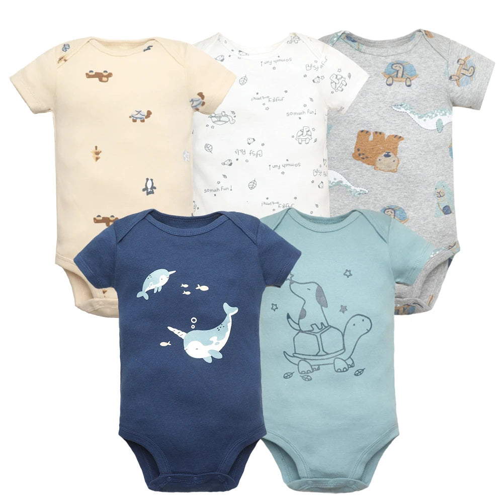 Kit com 5 Bodies Infantis – Roupinhas em 100% Algodão para Bebês, Macias e Confortáveis