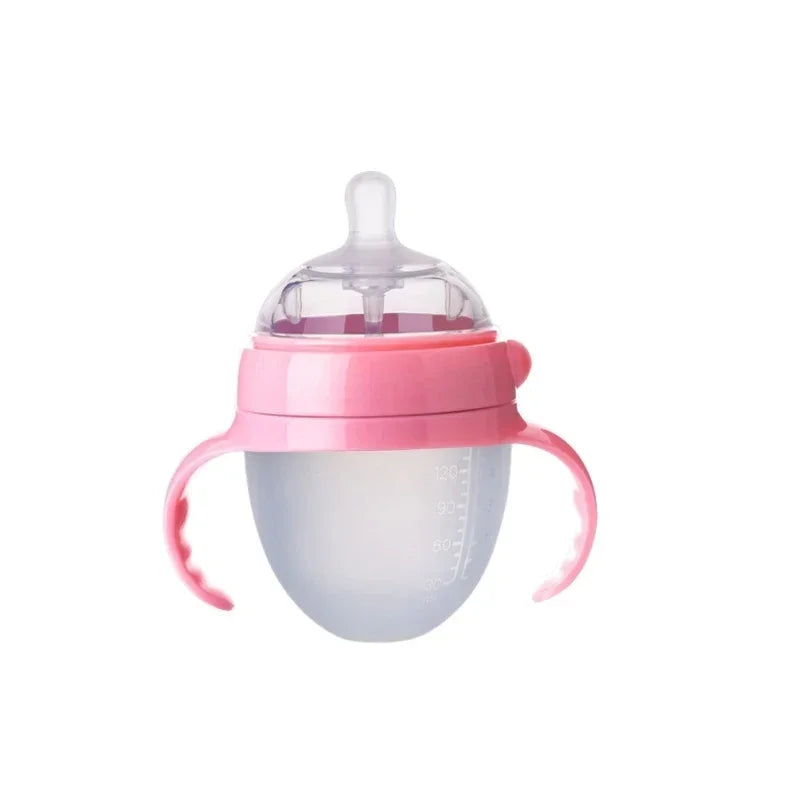 Mamadeira de Silicone com Alça para Bebê – Ideal para Desmame, com Bico Anti-Asfixia e Design Ergonômico