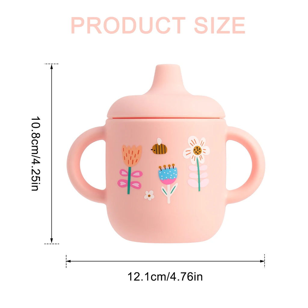 1 UND Copo de Alimentação Infantil de Silicone com Desenho Animado. Livre de BPA. à Prova de Vazamentos. Copo de Treinamento com Alça. Prático para Viagem e Seguro para Lava-louças.