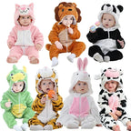 Macacão de Bebê (Inverno ) em Flanela para Menina e Menino. Macacão Infantil com Animais: Panda, Tigre, Leão, Unicórnio, Roupas de Bebê.