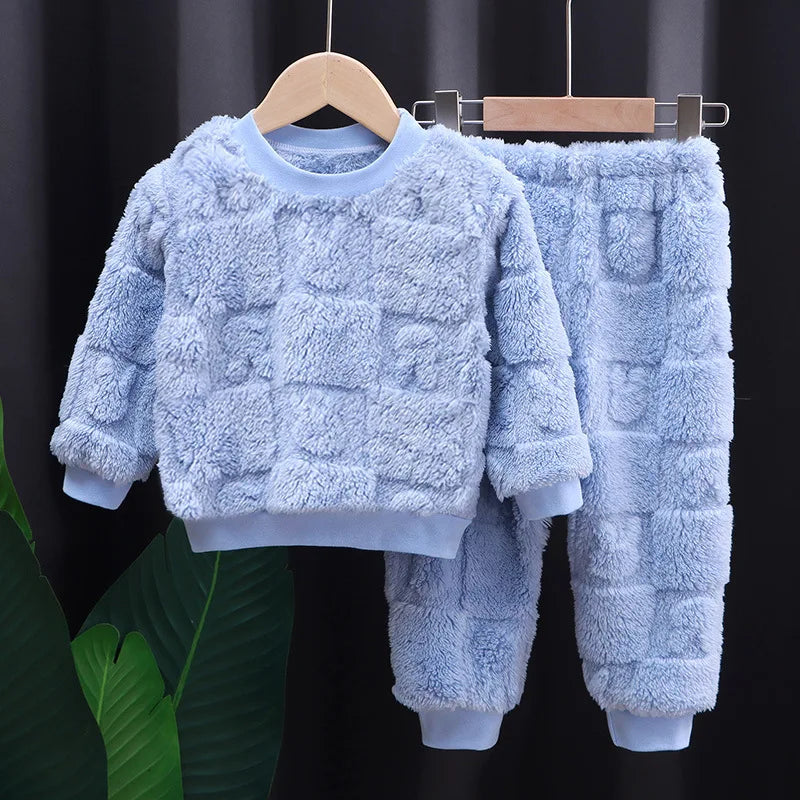 Pijama Infantil de Flanela Outono/Inverno – Conjunto Manga Longa com Blusa e Calça para Meninos e Meninas. Roupa de Dormir e Casa para Bebês e Crianças de 0 a 5 Anos.