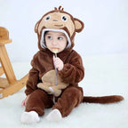 Macacão de Bebê (Inverno ) em Flanela para Menina e Menino. Macacão Infantil com Animais: Panda, Tigre, Leão, Unicórnio, Roupas de Bebê.