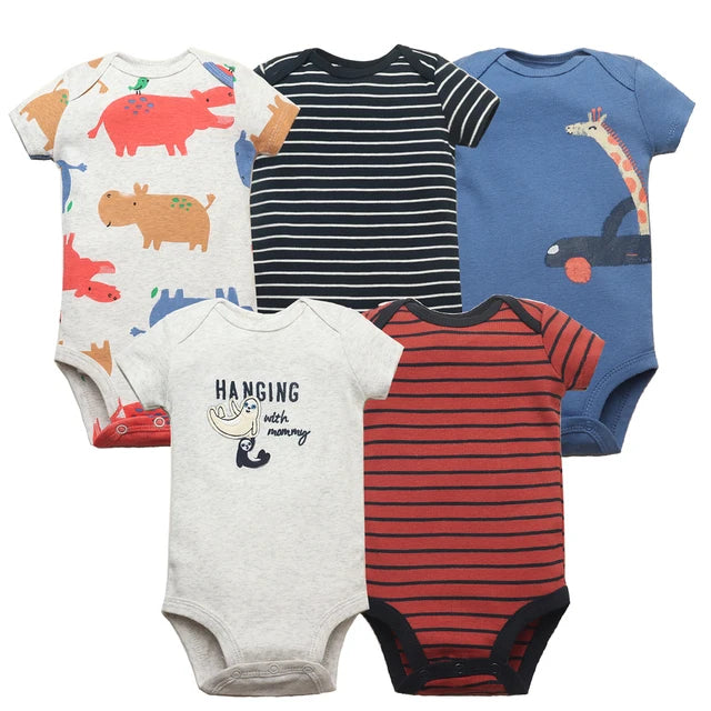 Kit com 5 Bodies Infantis – Roupinhas em 100% Algodão para Bebês, Macias e Confortáveis