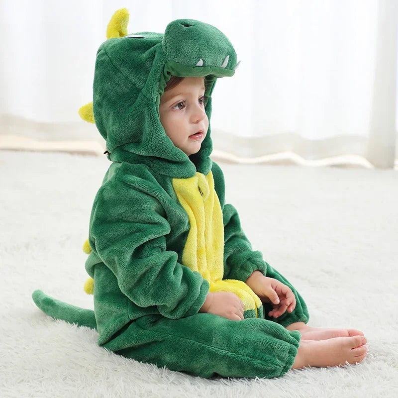 Macacão de Bebê (Inverno ) em Flanela para Menina e Menino. Macacão Infantil com Animais: Panda, Tigre, Leão, Unicórnio, Roupas de Bebê.