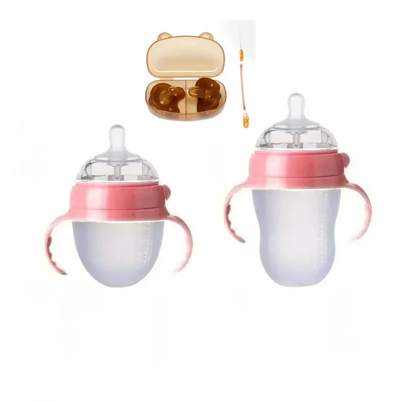 Mamadeira de Silicone com Alça para Bebê – Ideal para Desmame, com Bico Anti-Asfixia e Design Ergonômico