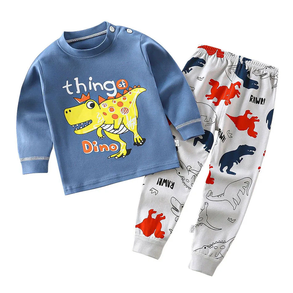 Pijama Infantil Cartoon de Algodão – Conjunto Quentinho e Confortável para Meninos e Meninas
