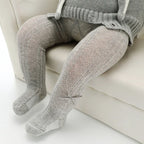 Meia-calça de verão para bebê com laço, malha fina, para meninas pequenas, cor sólida, meias de algodão macio para crianças.