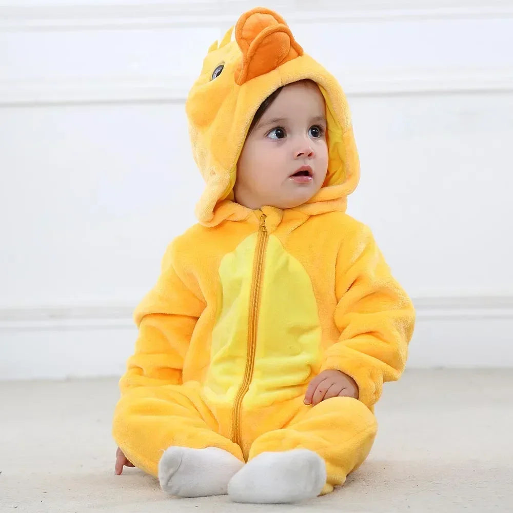 Macacão de Bebê (Inverno ) em Flanela para Menina e Menino. Macacão Infantil com Animais: Panda, Tigre, Leão, Unicórnio, Roupas de Bebê.