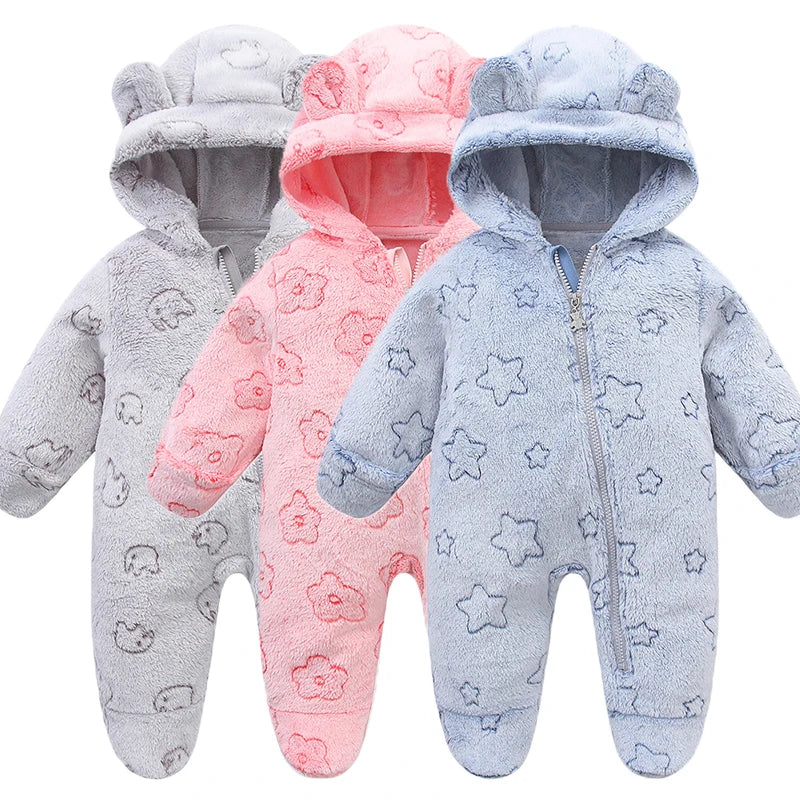 Macacão Bebê de Flanela Quentinho – Body Infantil com Estampa de Desenho Animado. Ideal para Outono e Inverno (0 a 12 Meses.