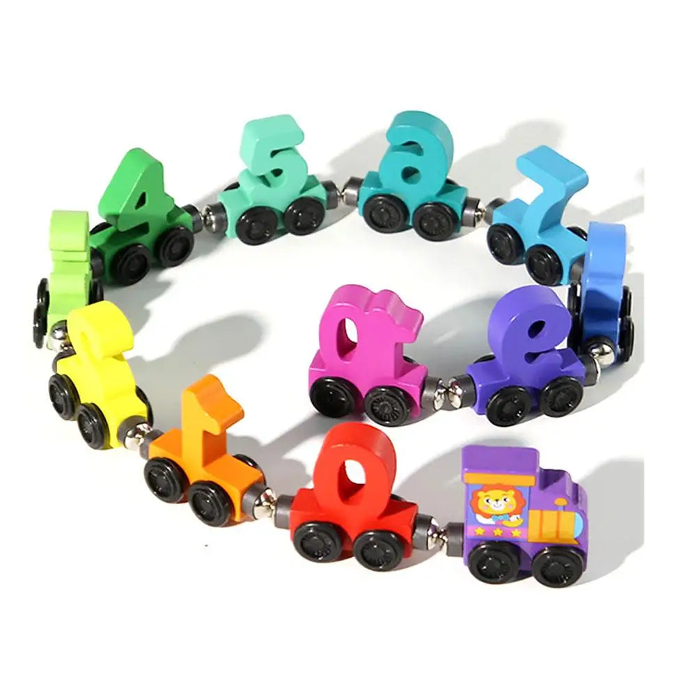 Trem de Números de Madeira Magnético Blocos de Montagem Carro Ferramenta de Aprendizado e Ensino para Crianças Pequenas.