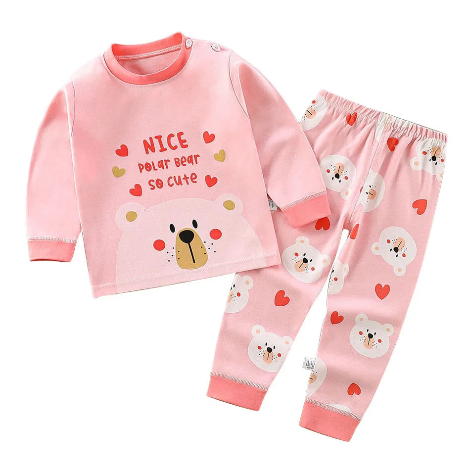 Pijama Infantil Cartoon de Algodão – Conjunto Quentinho e Confortável para Meninos e Meninas