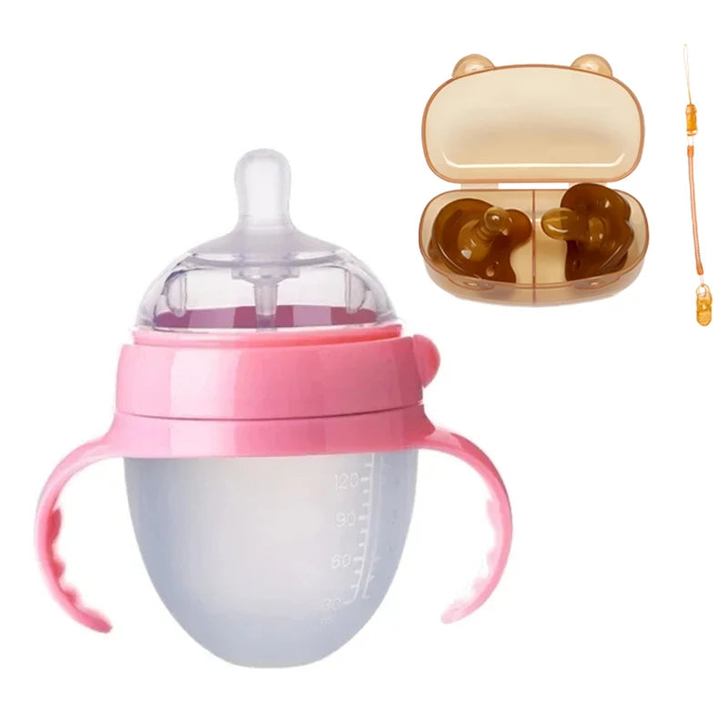 Mamadeira de Silicone com Alça para Bebê – Ideal para Desmame, com Bico Anti-Asfixia e Design Ergonômico