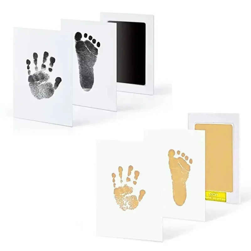 Kit de Lembrança para Bebê Recém-Nascido | Pegadas e Mãozinhas com Almofada de Tinta Segura