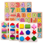 Quebra-cabeça de Madeira com Letras, Números e Formas para Bebês. Quebra-cabeça 3D. Brinquedos Educativos para Crianças.