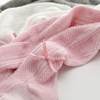 Meia-calça de verão para bebê com laço, malha fina, para meninas pequenas, cor sólida, meias de algodão macio para crianças.
