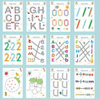 Livro de Exercícios de Traço Mágico Reutilizável de 34 Páginas. Treinamento Educacional de Desenho e Controle de Caneta, Inclui Caneta e Borracha.