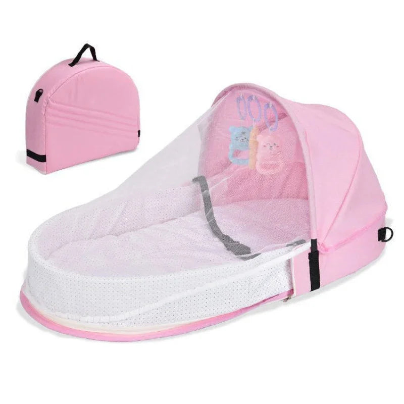 Berço Dobrável para Bebê | Cama Portátil com Mosquiteiro, Colchão e Bolsa para Transporte