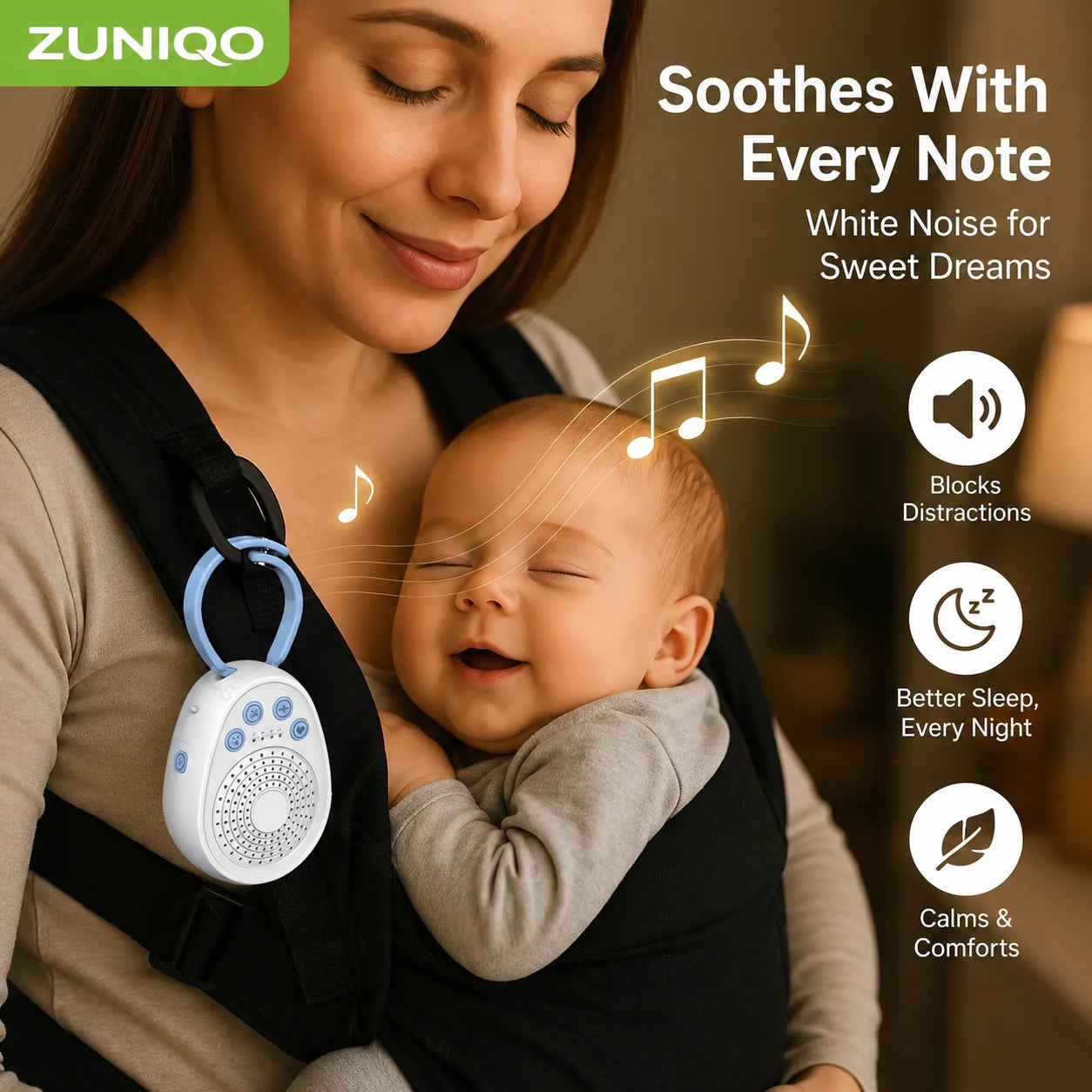 Máquina de Ruído Branco para Bebês – 20 Sons Calmantes, Sono em até 3 Minutos, Mini Dispositivo Portátil USB para Recém-nascidos, Berço e Viagens
