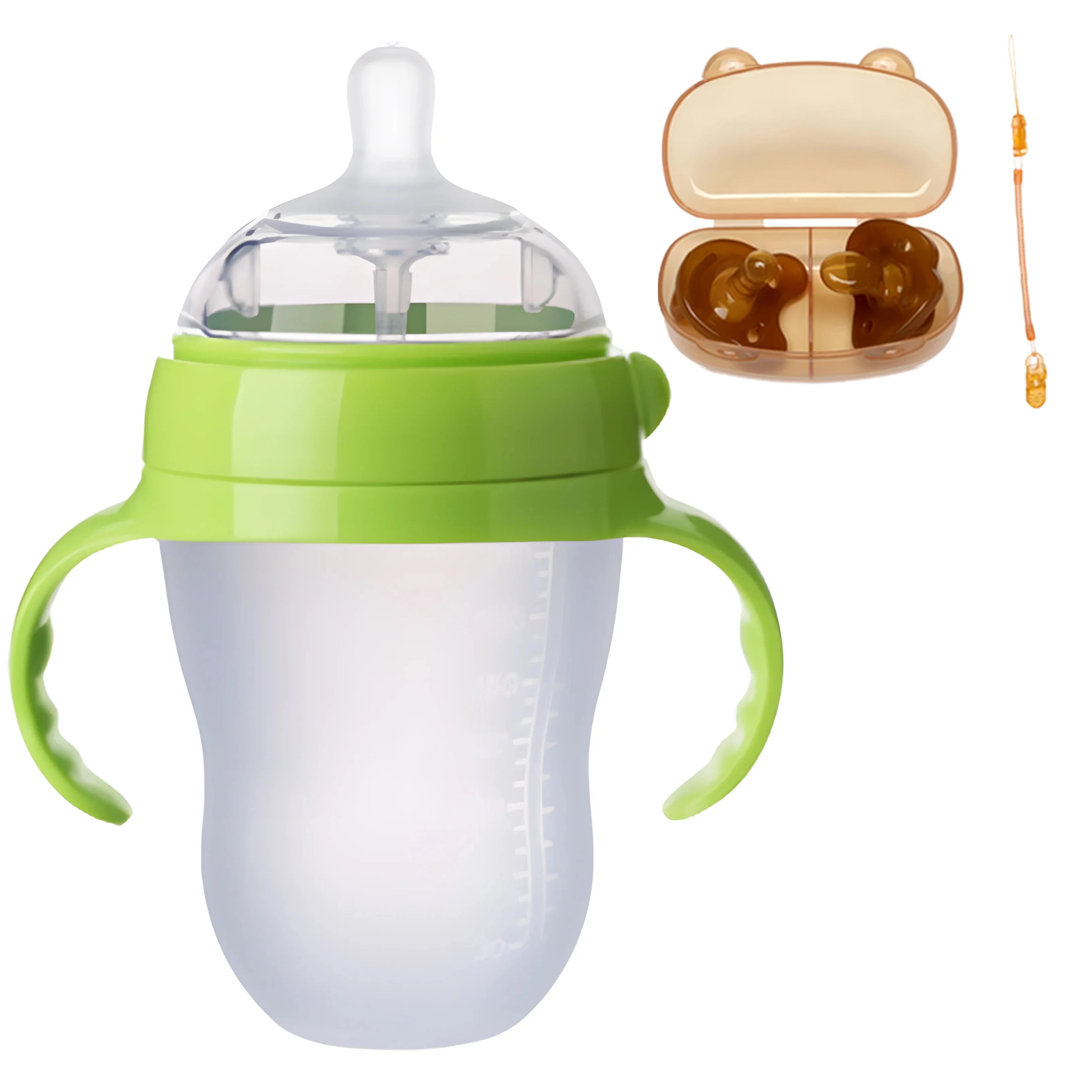 Mamadeira de Silicone com Alça para Bebê – Ideal para Desmame, com Bico Anti-Asfixia e Design Ergonômico