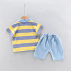 Conjunto de 2 peças para crianças: Camisa Polo de Alta Qualidade para meninos + Bonito Shorts Jeans, roupas infantis.