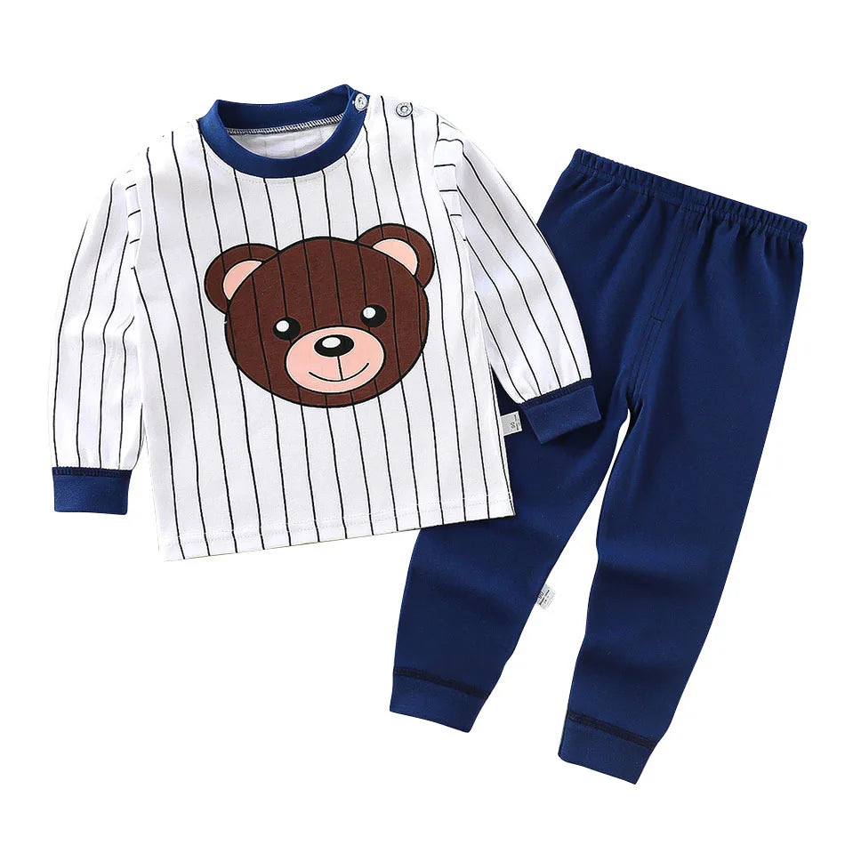 Pijama Infantil Cartoon de Algodão – Conjunto Quentinho e Confortável para Meninos e Meninas