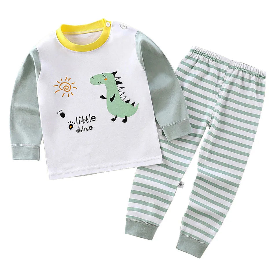 Pijama Infantil Cartoon de Algodão – Conjunto Quentinho e Confortável para Meninos e Meninas
