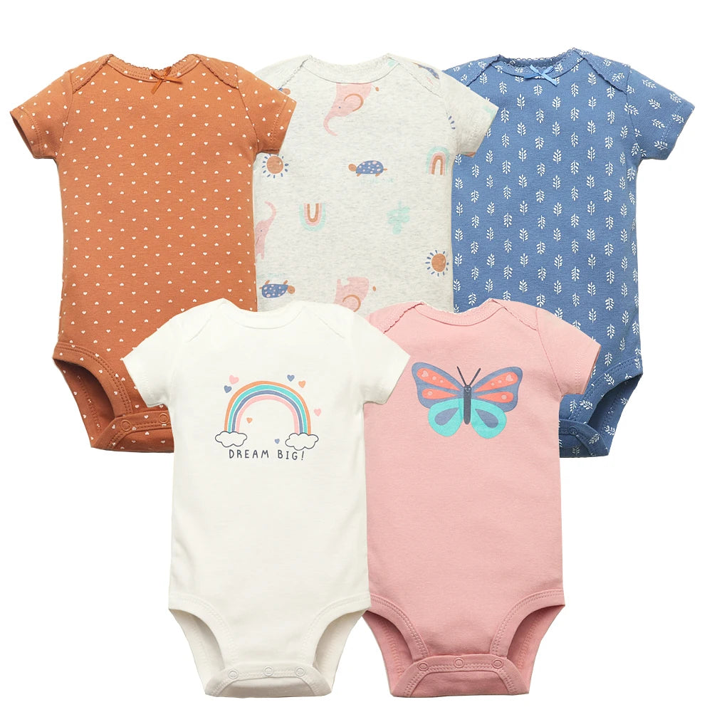 Kit com 5 Bodies Infantis – Roupinhas em 100% Algodão para Bebês, Macias e Confortáveis