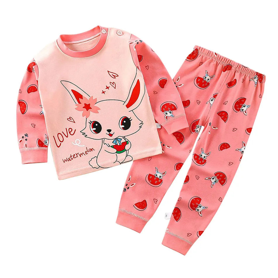 Pijama Infantil Cartoon de Algodão – Conjunto Quentinho e Confortável para Meninos e Meninas